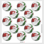 red green team colors gifts 13 basketball stickers aufkleber (Blatt)
