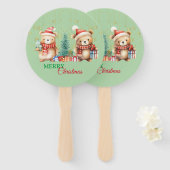 Red Green Teddy Bear Santa Merge Weihnachts-Party Fächer (Vorne und Hinten)