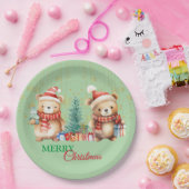 Red Green Teddy Bear Santa Merge Weihnachts-Party Pappteller (Party)