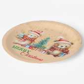 Red Green Teddy Bear Santa Merge Weihnachts-Party Pappteller (Schrägansicht)