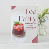 Red Green Tee Party Einladung (Stehend Vorderseite)