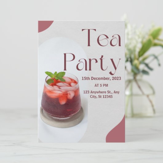 Red Green Tee Party Einladung (Stehend Vorderseite)