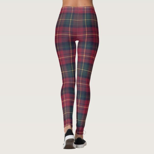 Red Green Traditional Square Tartan Fabric Leggings (Rückseite)