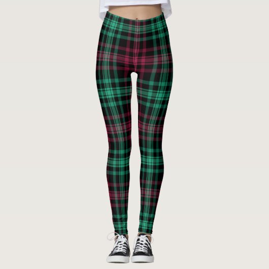 Red Green Trendy Kariert Women's Leggings (Vorderseite)