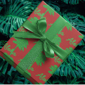 Red Green Tropical Palm Tree Aloha Tree Skirt Polyester Weihnachtsbaumdecke