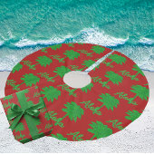 Red Green Tropical Palm Tree Aloha Tree Skirt Polyester Weihnachtsbaumdecke