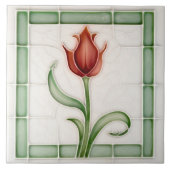 Red Green Tulip Wall Deco Nouveau Art Gibbons Fliese (Vorderseite)
