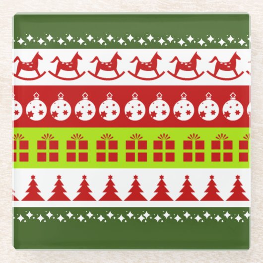 Red Green Ugge Weihnachts Sweater Festive Clipart Glasuntersetzer (Vorderseite)