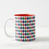 Red Green und Blue Bauble Muster Zweifarbige Tasse (Links)