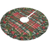 Red Green und Gold Rustikal Urlaub Kariert Polyester Weihnachtsbaumdecke (Schrägansicht)