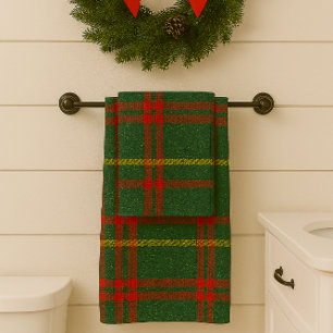 Red Green und Gold Sparkone Weihnachten Kariert Badhandtuch Set