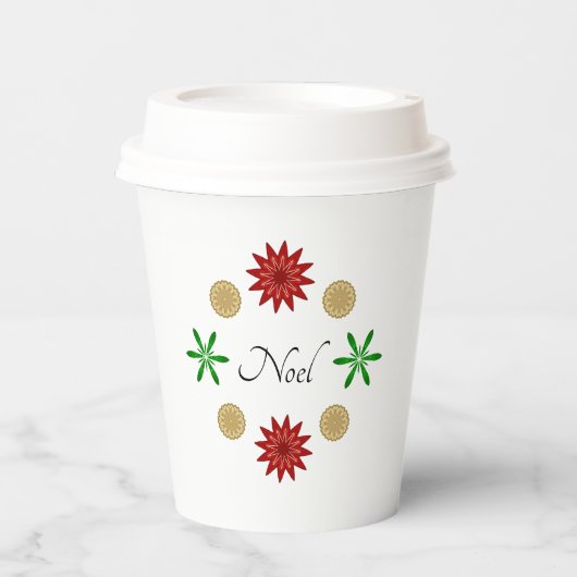 Red Green und Gold Weihnachten Pappbecher (Vorderseite)