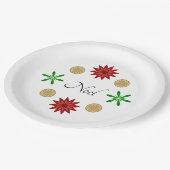 Red Green und Gold Weihnachten Pappteller (Schrägansicht)