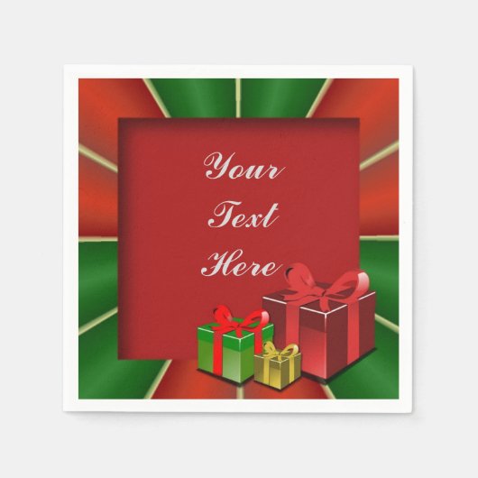 Red Green und Gold Weihnachtsboxen Napkins Serviette (Vorderseite)