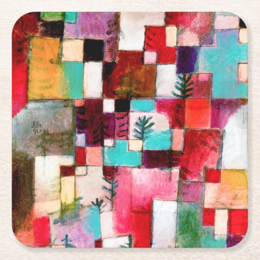Red Green und Violet, Paul Klee Rechteckiger Pappuntersetzer (Vorderseite)