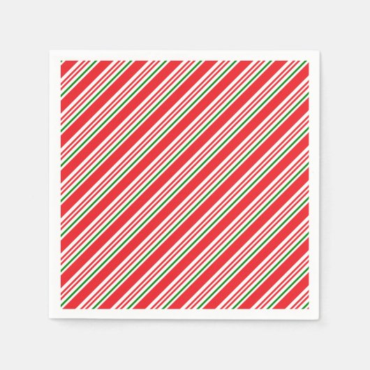 Red Green und White Candle Cane Muster Custom Serviette (Vorderseite)