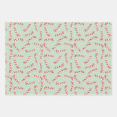 Red, Green und White Candy Cane Weihnachtsmuster Geschenkpapier Set (Vorderseite)
