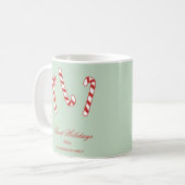 Red, Green und White Candy Cane Weihnachtsmuster Kaffeetasse (Vorderseite Links)