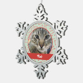 Red, Green und White Candy Cane Weihnachtsmuster Schneeflocken Zinn-Ornament (Rechts)