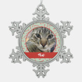 Red, Green und White Candy Cane Weihnachtsmuster Schneeflocken Zinn-Ornament (Vorderseite)