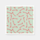 Red, Green und White Candy Cane Weihnachtsmuster Serviette (Vorderseite)