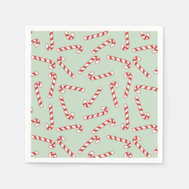Red, Green und White Candy Cane Weihnachtsmuster Serviette