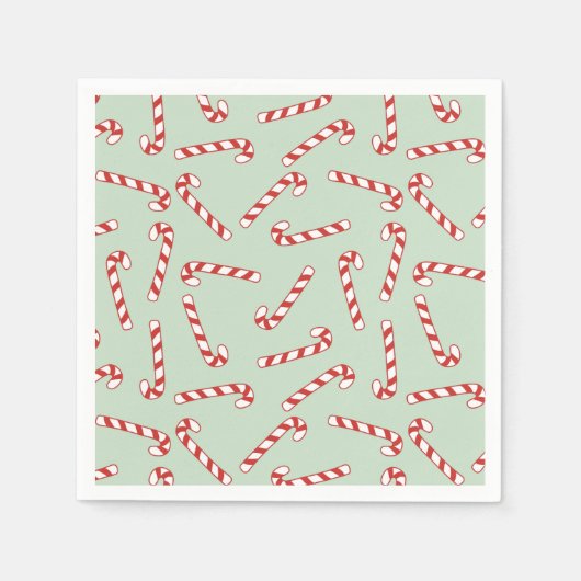 Red, Green und White Candy Cane Weihnachtsmuster Serviette (Vorderseite)