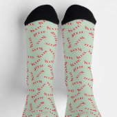Red, Green und White Candy Cane Weihnachtsmuster Socken (Oben)