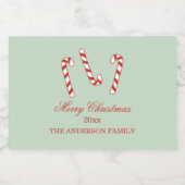 Red, Green und White Candy Canes Weihnachten Lebensmitteletikett (Einzelnes Label)