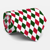 Red, Green und White Harlequin Diamond Weihnachten Krawatte (Gerollt)