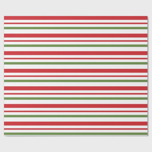 Red Green und White Strip Weihnachtswrapping Geschenkpapier (Flach)