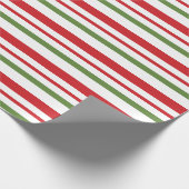 Red Green und White Strip Weihnachtswrapping Geschenkpapier (Ecke)