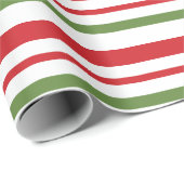 Red Green und White Strip Weihnachtswrapping Geschenkpapier (Rolleneckpunkt)