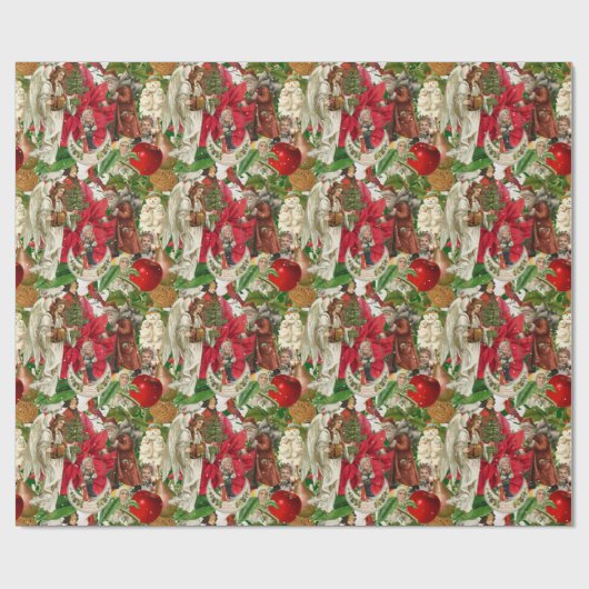 Red & Green Viktorianische Weihnachtskollektion Geschenkpapier (Flach)