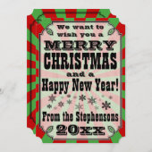 Red Green Vintag Country Weihnachtskarte Feiertagskarte (Vorne/Hinten)