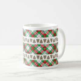 Red Green Vintage Christmas Tree Plaid Pattern Kaffeetasse