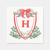 Red Green Wappen Monogram Napkin Serviette (Vorderseite)