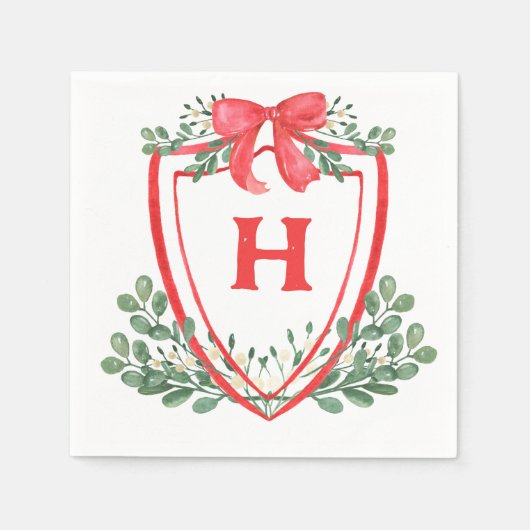 Red Green Wappen Monogram Napkin Serviette (Vorderseite)