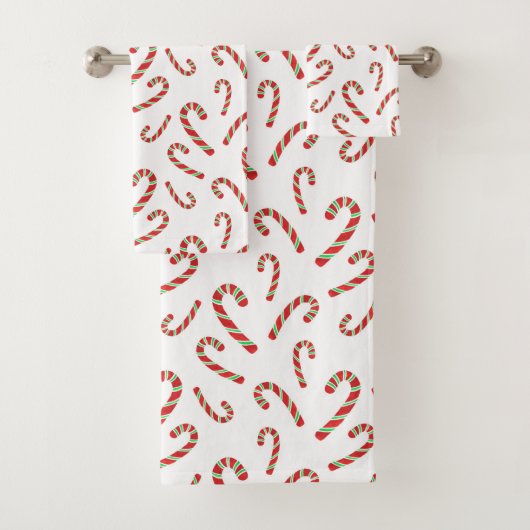 Red Green Watercolor Candy Cane Muster 2 Badhandtuch Set (Insitu)