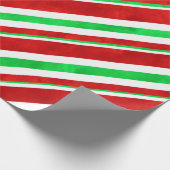 Red Green Watercolor Candy Cane Streifen 2 Geschenkpapier (Ecke)