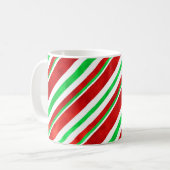 Red Green Watercolor Candy Cane Streifen 2 Kaffeetasse (Vorderseite Links)