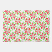 Red Green Watercolor Poinsettia Muster Geschirrtuch (Horizontal)