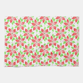 Red Green Watercolor Poinsettia Muster Geschirrtuch
