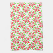 Red Green Watercolor Poinsettia Muster Geschirrtuch (Vertikal)