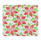 Red Green Watercolor Poinsettia Muster Schneidebrett (Vorderseite)