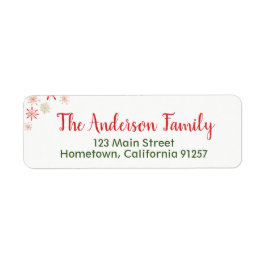Red Green Watercolor Snowflake Adressetiketten