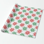 Red & Green Watercolor Snowflake Muster 2 Geschenkpapier (Ungerollt)