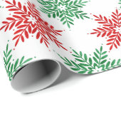 Red & Green Watercolor Snowflake Muster 2 Geschenkpapier (Rolleneckpunkt)