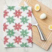 Red & Green Watercolor Snowflake Muster 2 Geschirrtuch (Viertel Falte)