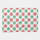 Red & Green Watercolor Snowflake Muster 2 Geschirrtuch (Horizontal)